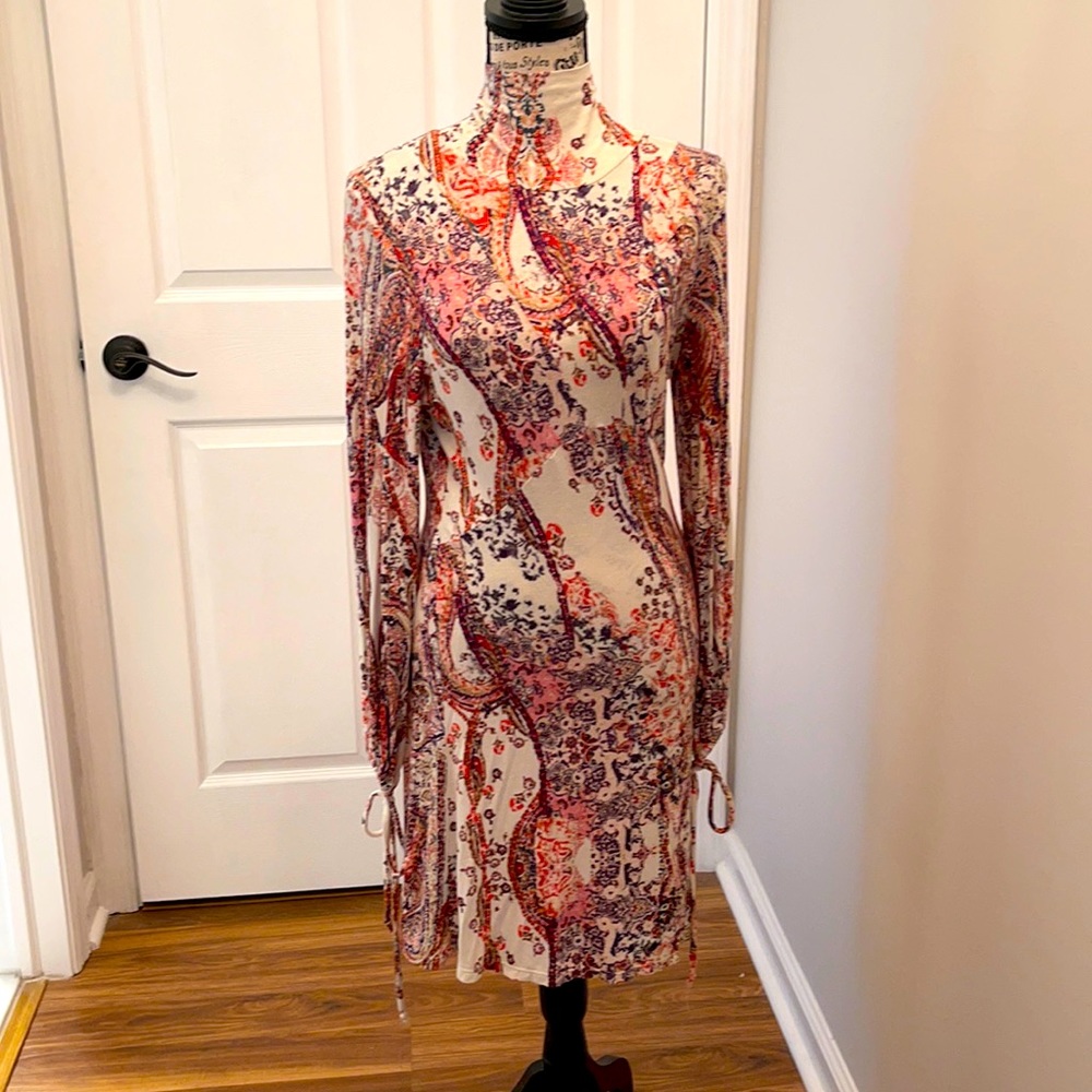 Free People open back longsleeve patterned dress